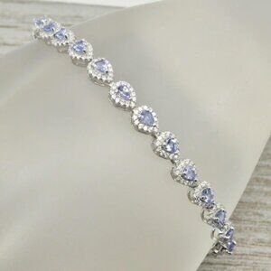 New Womens Tanzanite Tennis Bracelet 14kt & 925 Silver